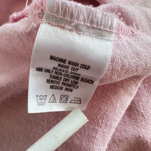 Real Comfort by Chadwick's Shirt Womens 2XL Pink Linen Blend Lace Up Cottagecore - Picture 6 of 9
